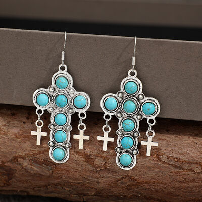 Artificial Turquoise Cross Shape Earrings - Charming Charlie