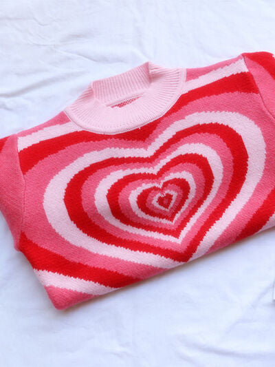 Heart Mock Neck Long Sleeve Sweater - Charming Charlie