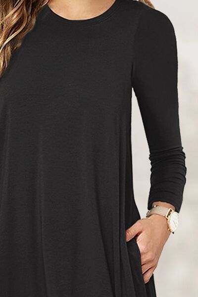 Round Neck Long Sleeve Mini Dress - Charming Charlie