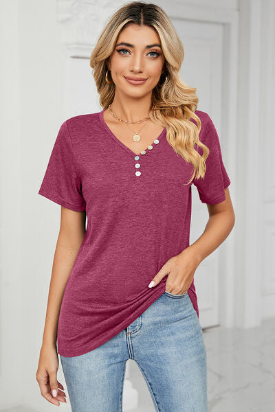 V-Neck Short Sleeve T-Shirt - Charming Charlie