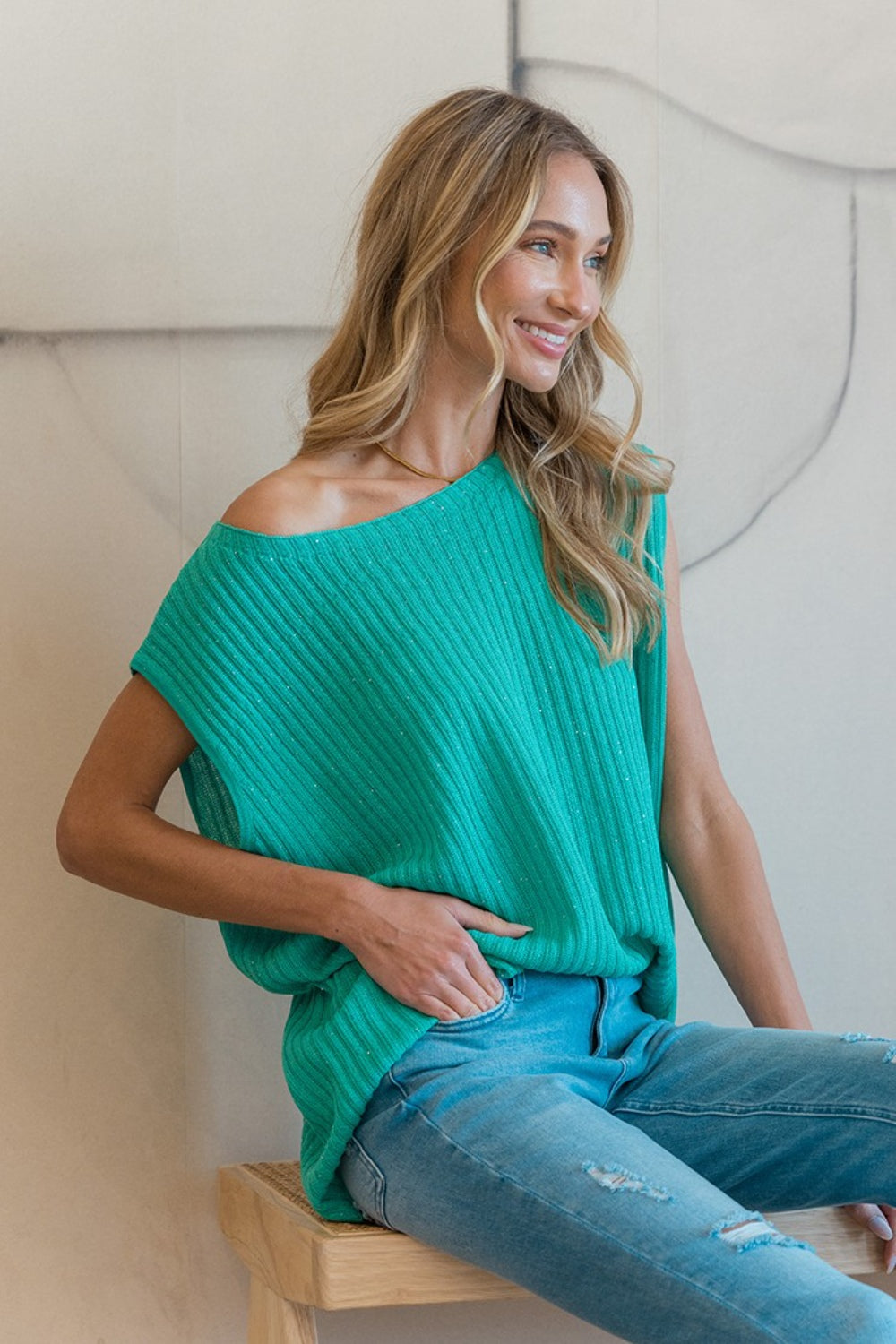Sew In Love Ribbed Round Neck Sweater Vest - Charming Charlie