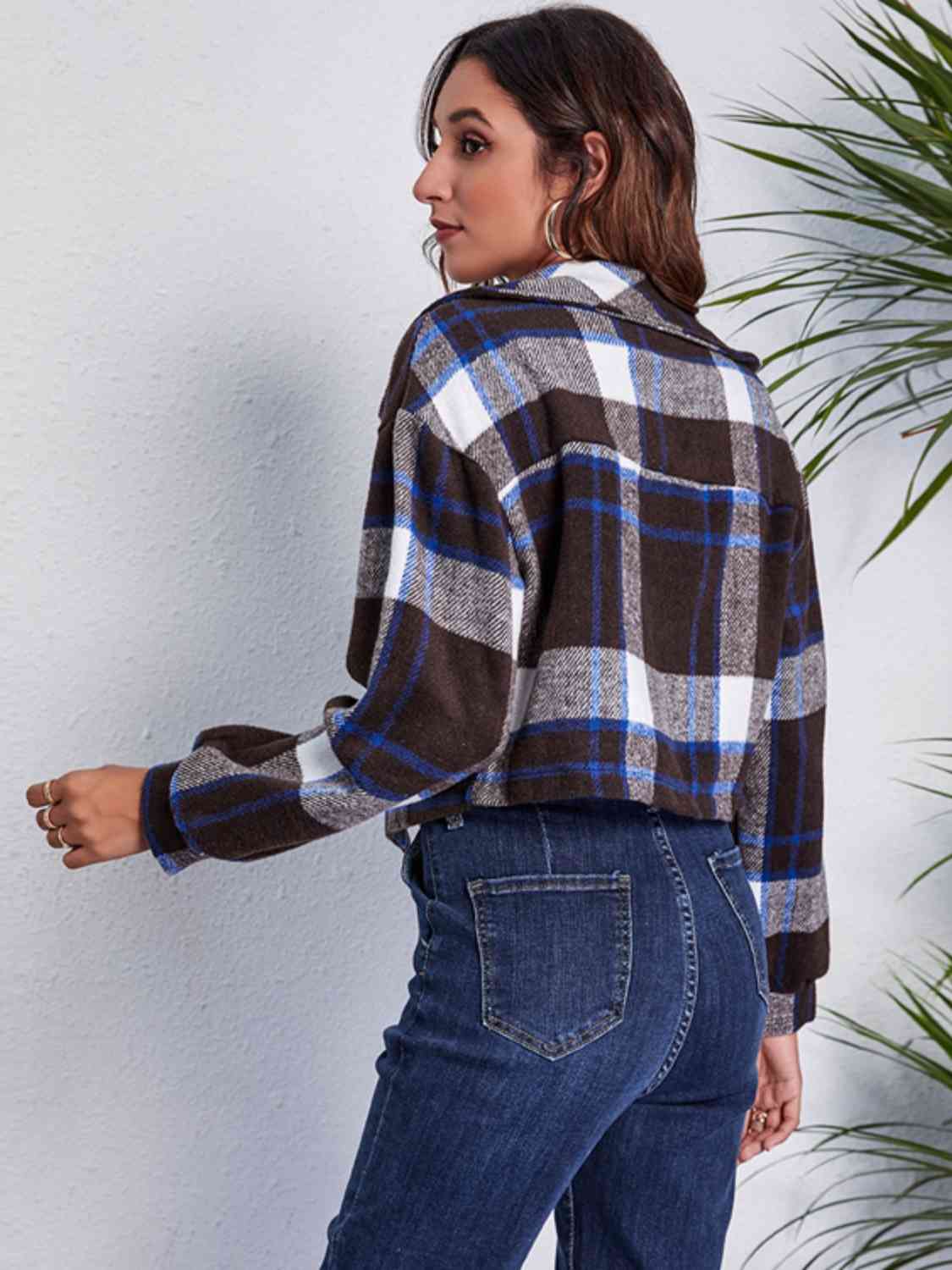 Plaid Button Front Jacket with Pockets - Charming Charlie
