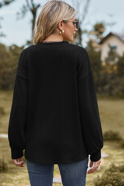 Textured V-Neck Dropped Shoulder T-Shirt - Charming Charlie