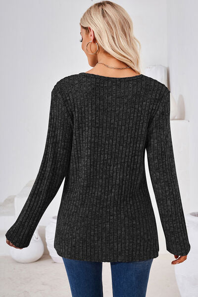Round Neck Long Sleeve T-Shirt - Charming Charlie