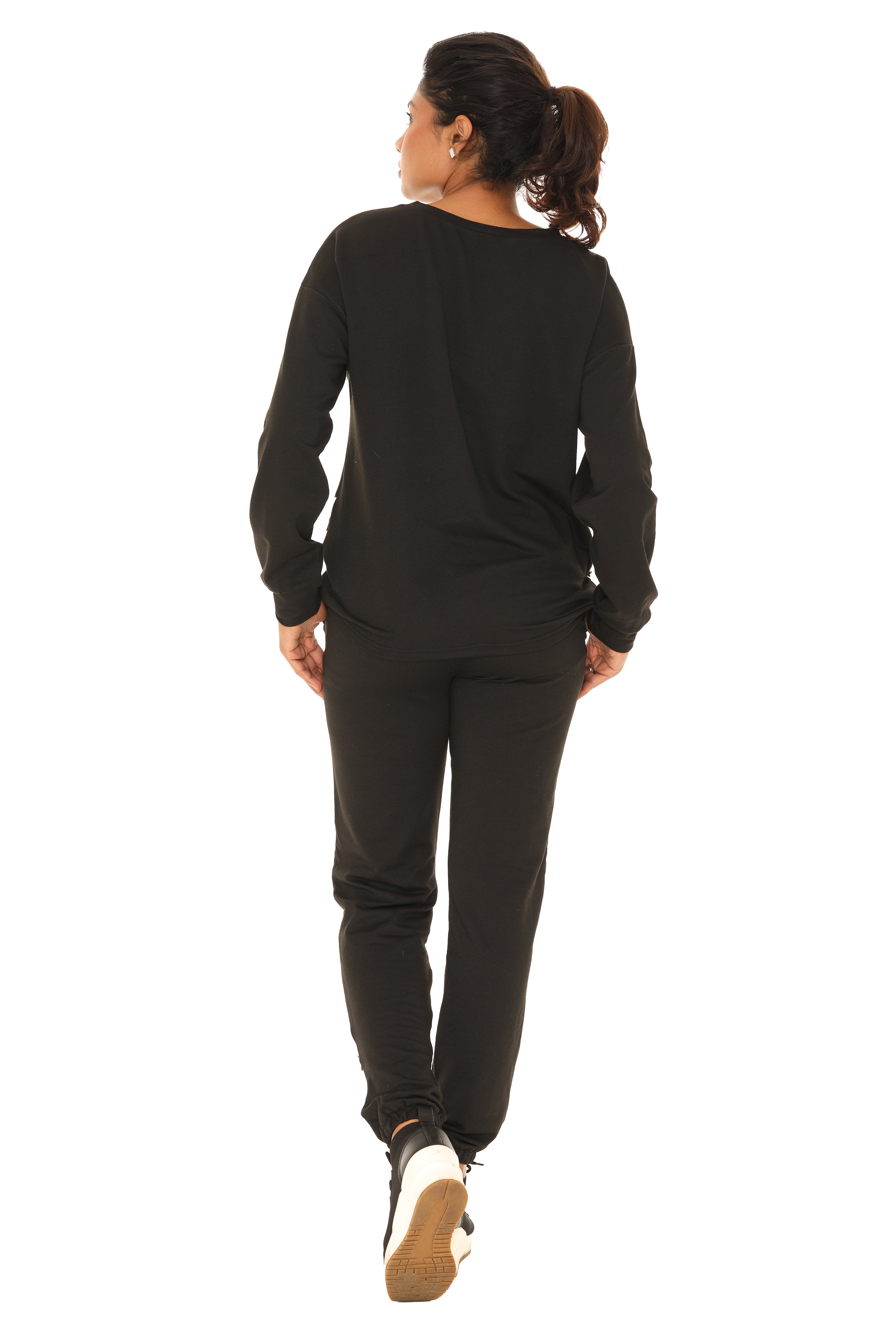Crew Neck Shirt and Pants with Tie Dye Patterned Edge (Top and Bottom Set) - Charming Charlie