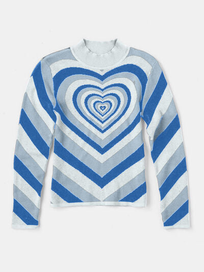 Heart Mock Neck Long Sleeve Sweater - Charming Charlie