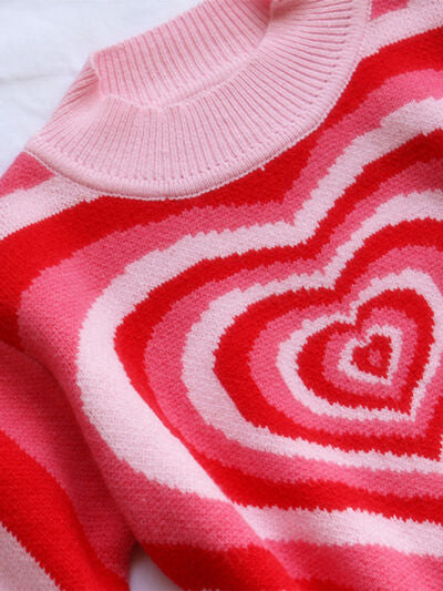 Heart Mock Neck Long Sleeve Sweater - Charming Charlie