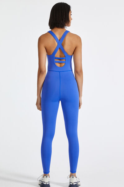 Crisscross Back Wide Strap Active Jumpsuit - Charming Charlie