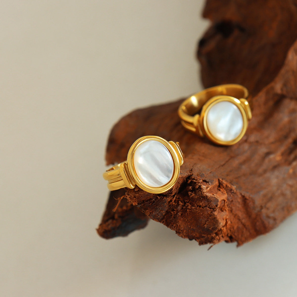 Titanium Steel White Sea Shell Ring - Charming Charlie