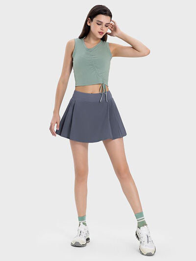 Pleated Detail Mid-Rise Waist Active Skirt - Charming Charlie