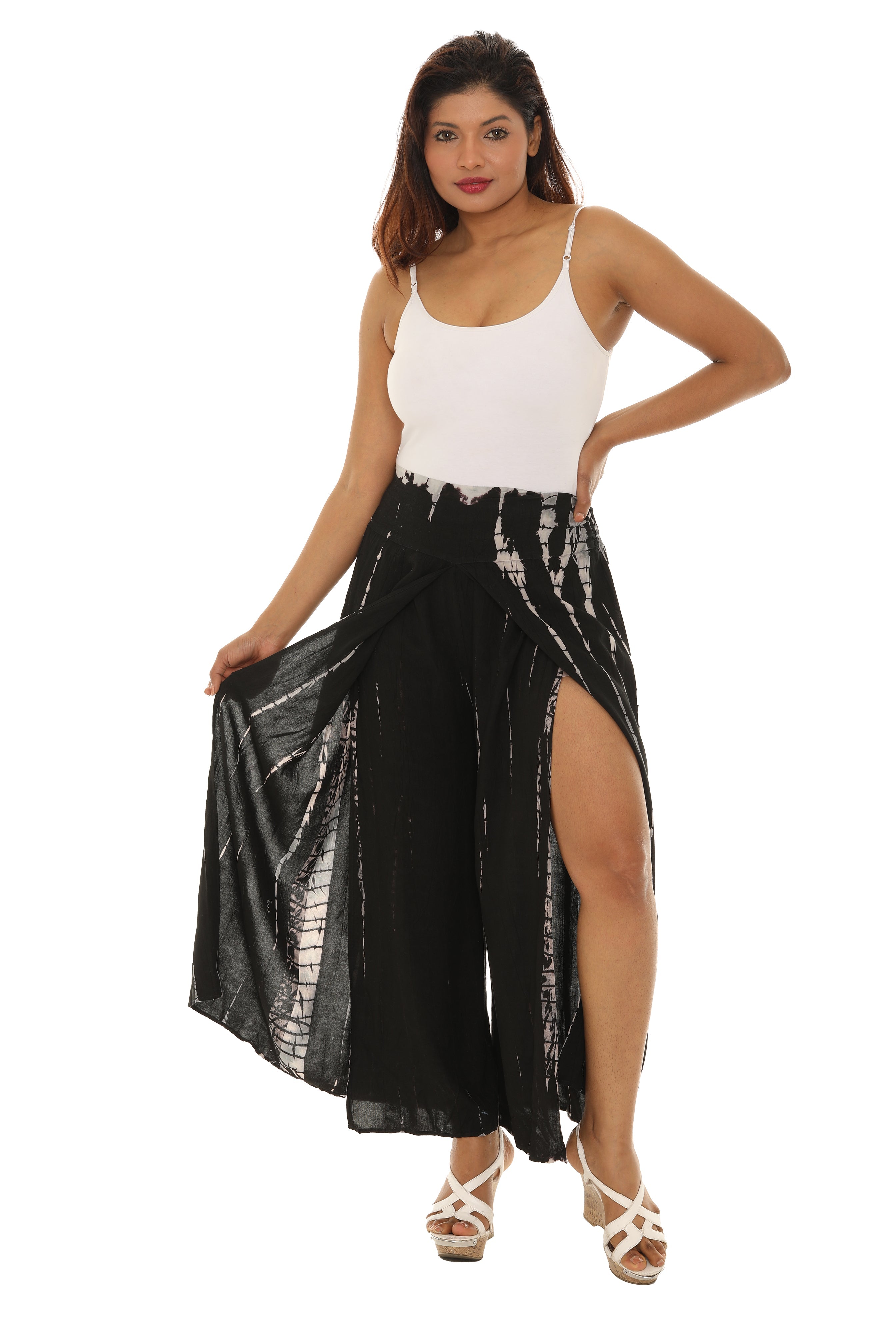 Breezy Boho-chic Tie-Dye Split-Hem Pants - Shoreline Wear, Inc.