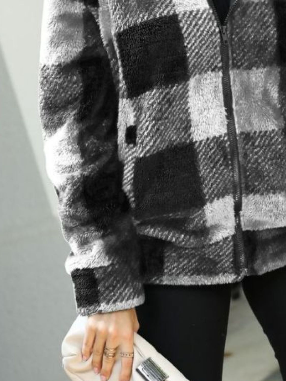 Plaid Zip-Up Collared Jacket - Charming Charlie
