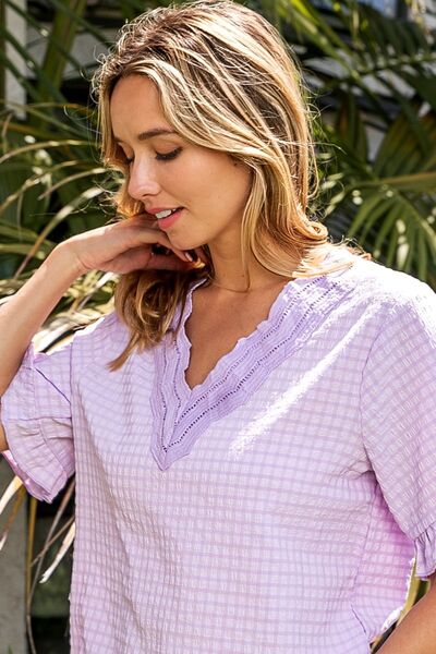 BiBi V-Neck Short Sleeve Blouse - Charming Charlie