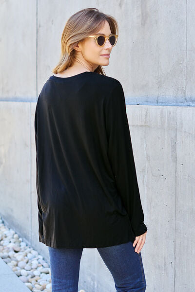 Basic Bae Full Size V-Neck Long Sleeve Top - Charming Charlie