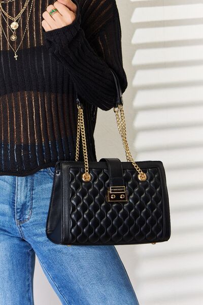David Jones Quilted PU Leather Handbag - Charming Charlie