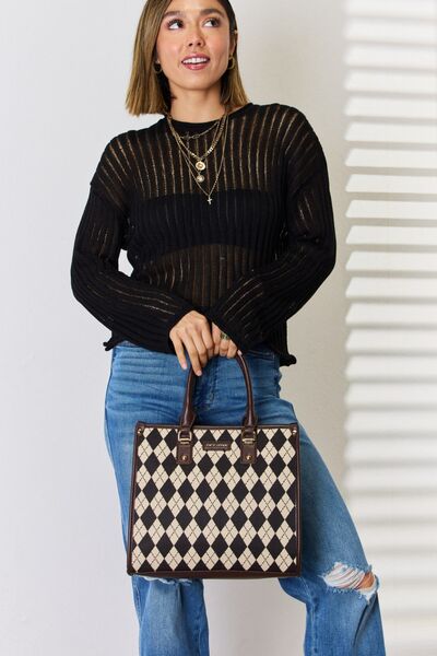 David Jones Argyle Pattern PU Leather Handbag - Charming Charlie