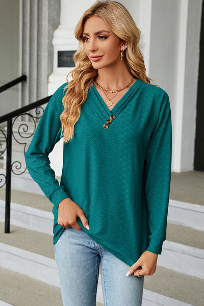 V-Neck Long Sleeve T-Shirt - Charming Charlie