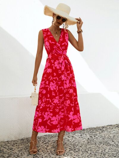 Tied Printed Surplice Tiered Dress - Charming Charlie