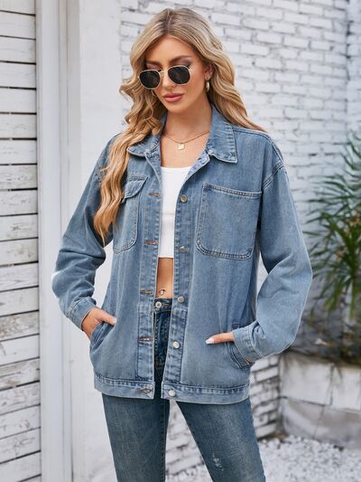 Pocketd Button Up Detachable Hooded Denim Jacket - Charming Charlie