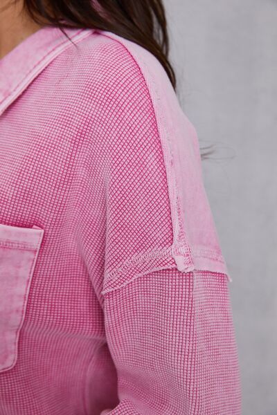 Quarter Button Dropped Shoulder Sweatshirt - Charming Charlie