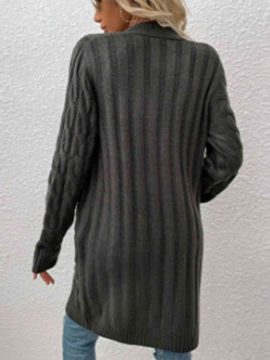 Cable-Knit Button Down Cardigan with Pockets - Charming Charlie