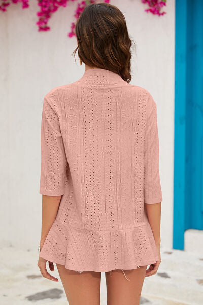 Eyelet Open Front Cardigan - Charming Charlie