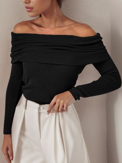 Off-Shoulder Long Sleeve Sweater - Charming Charlie