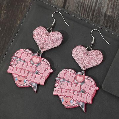 Heart Shape Wooden Earrings - Charming Charlie