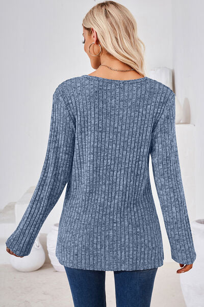 Round Neck Long Sleeve T-Shirt - Charming Charlie