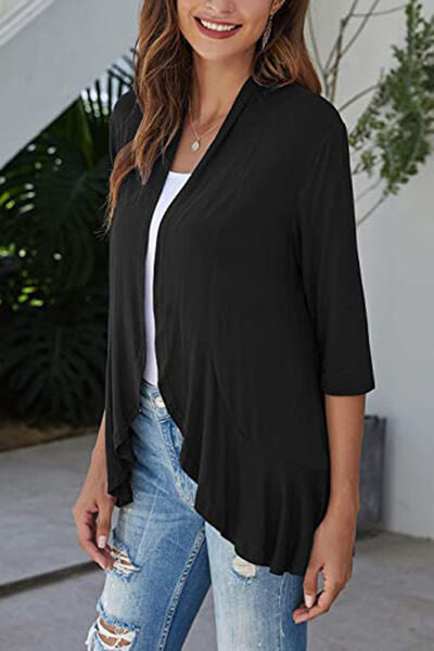 Open Front Three-Quarter Sleeve Cardigan - Charming Charlie