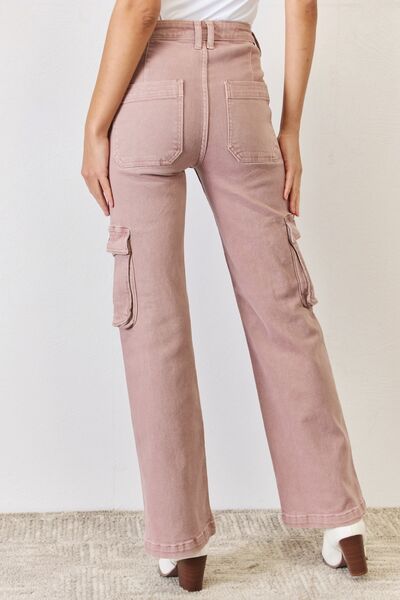 RISEN Full Size High Rise Cargo Wide Leg Jeans - Charming Charlie