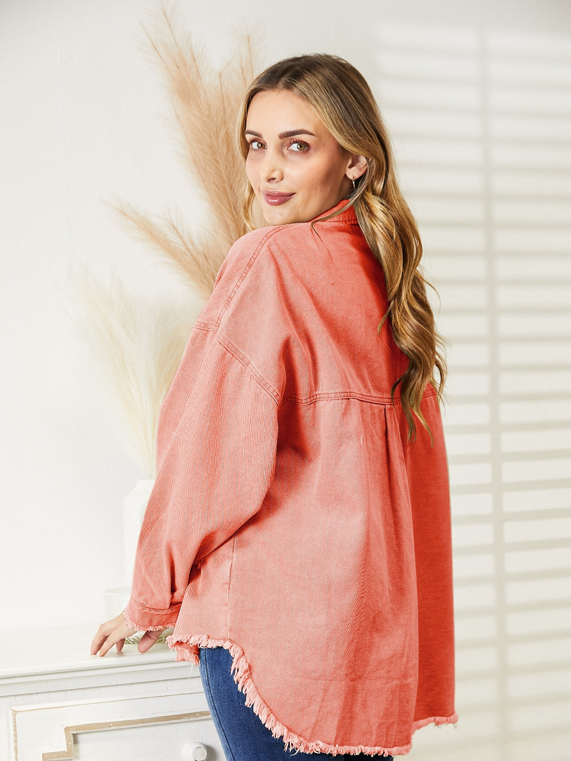 Distressed Raw Hem Denim Jacket - Charming Charlie