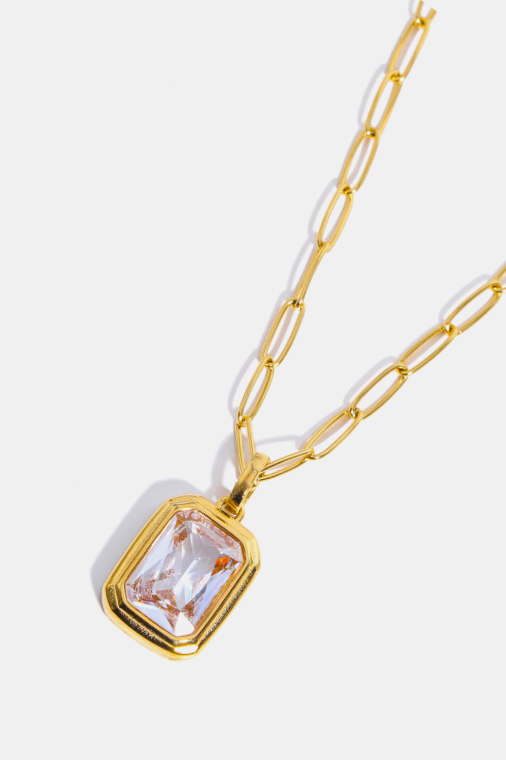Zircon 18K Gold-Plated Geometrical Shape Pendant Necklace - Charming Charlie