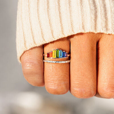 Zircon 925 Sterling Silver Double-Layered Ring - Charming Charlie