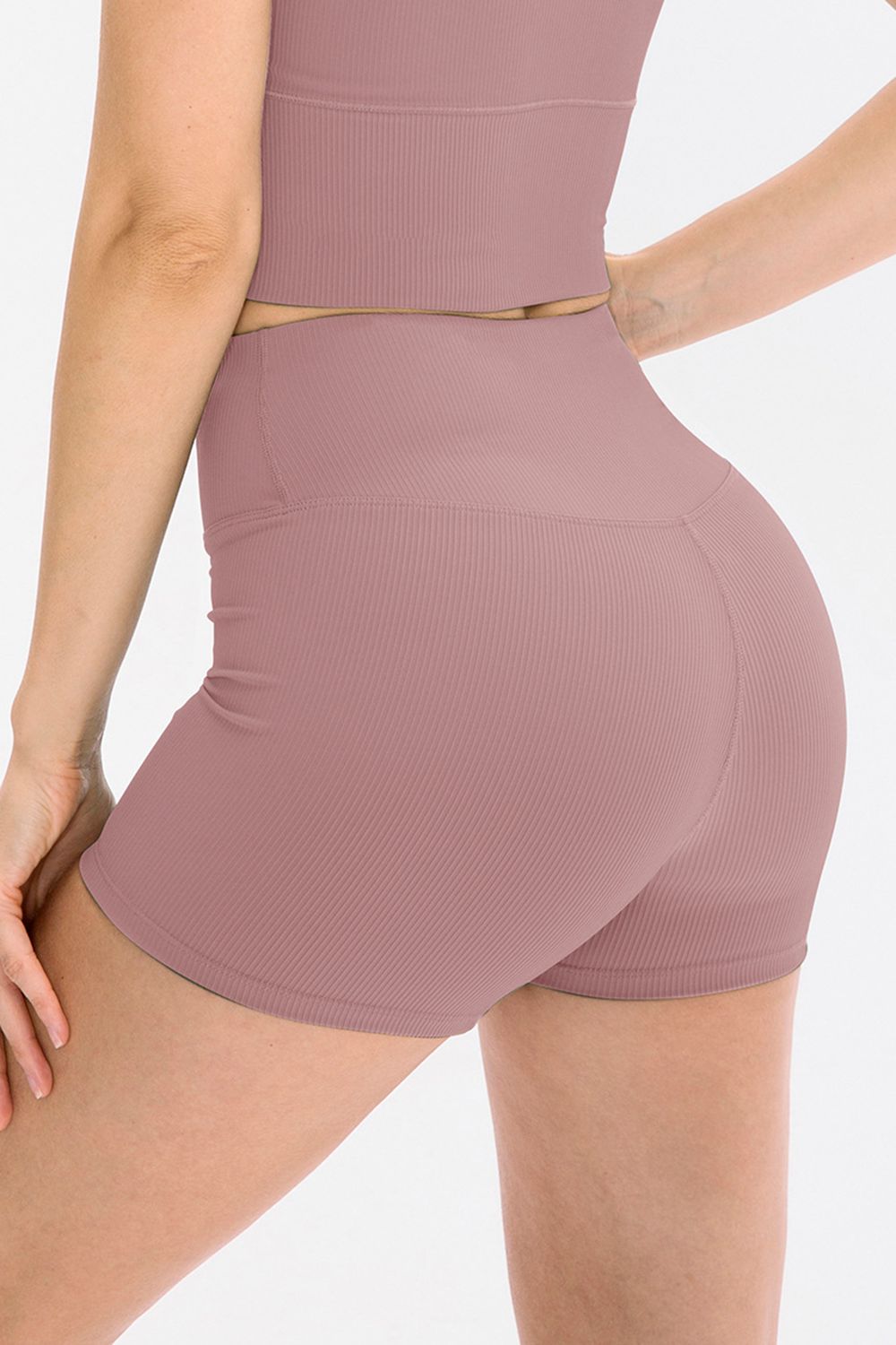 Slim Fit Wide Waistband Sports Shorts - Charming Charlie