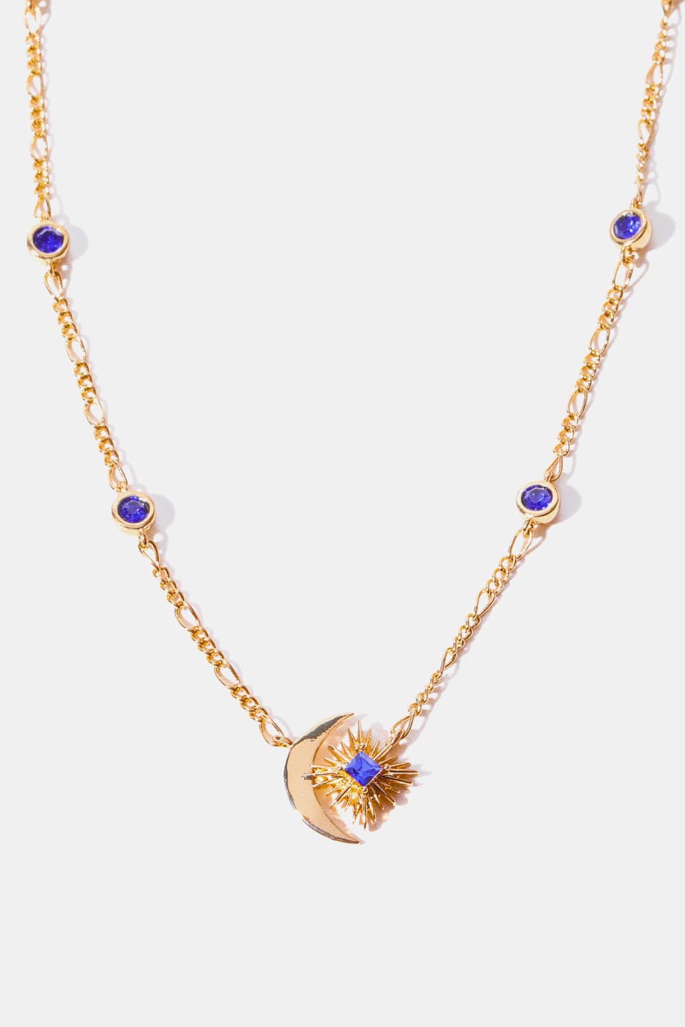 Moon & Star Shape Zircon Pendant Necklace - Charming Charlie