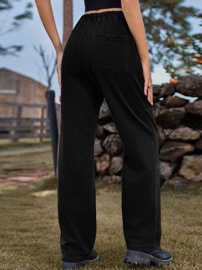 High Waist Cargo Straight Jeans - Charming Charlie