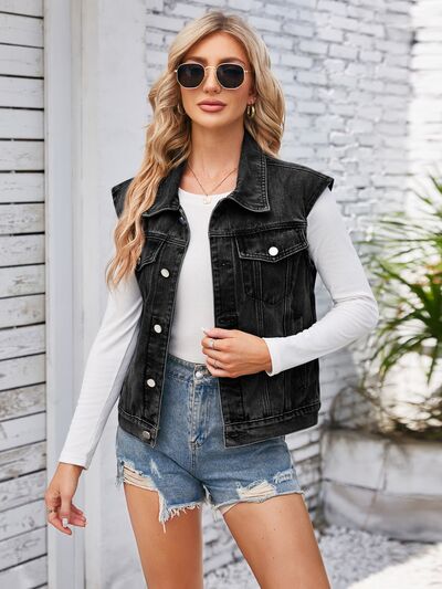 Button Up Cap Sleeve Denim Jacket - Charming Charlie