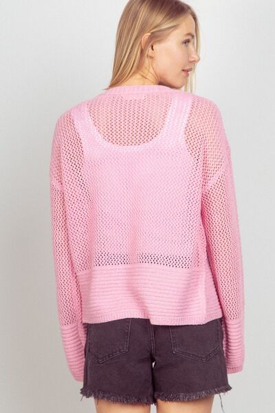 VERY J Eyelet Open Front Long Sleeve Cardigan - Charming Charlie