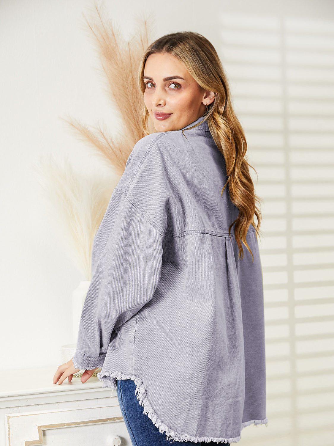 Distressed Raw Hem Denim Jacket - Charming Charlie