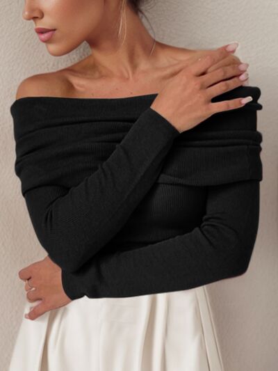 Off-Shoulder Long Sleeve Sweater - Charming Charlie