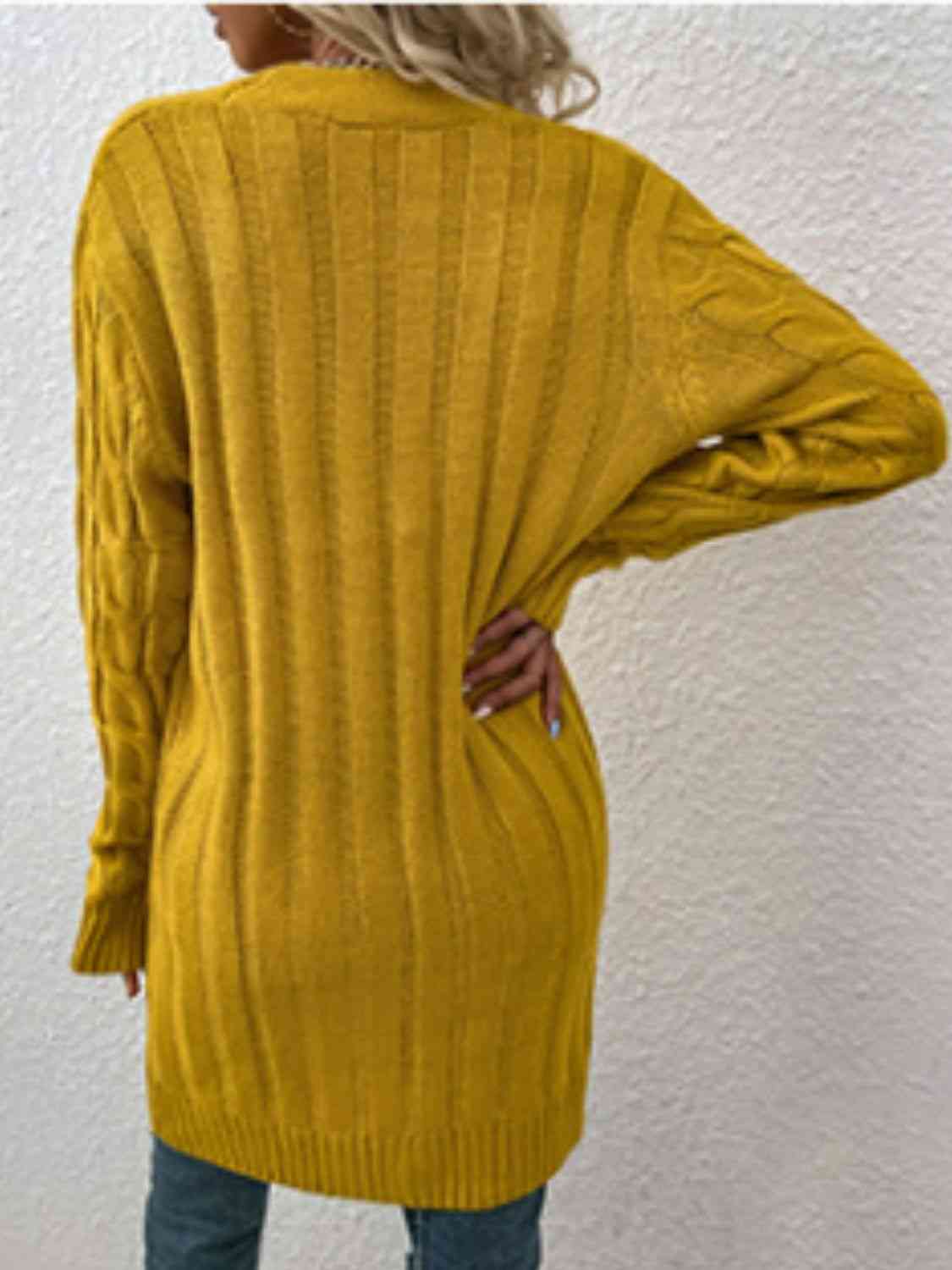 Cable-Knit Button Down Cardigan with Pockets - Charming Charlie