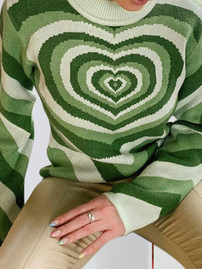Heart Mock Neck Long Sleeve Sweater - Charming Charlie
