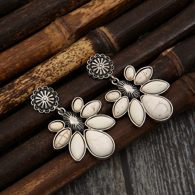 Artificial Turquoise Flower Earrings - Charming Charlie