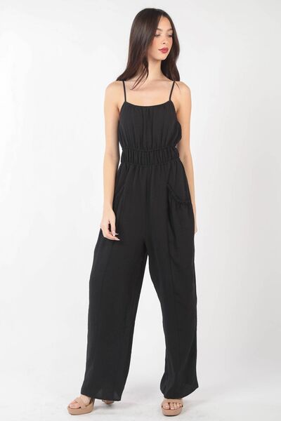 VERY J Pintuck Detail Woven Sleeveless Jumpsuit - Charming Charlie