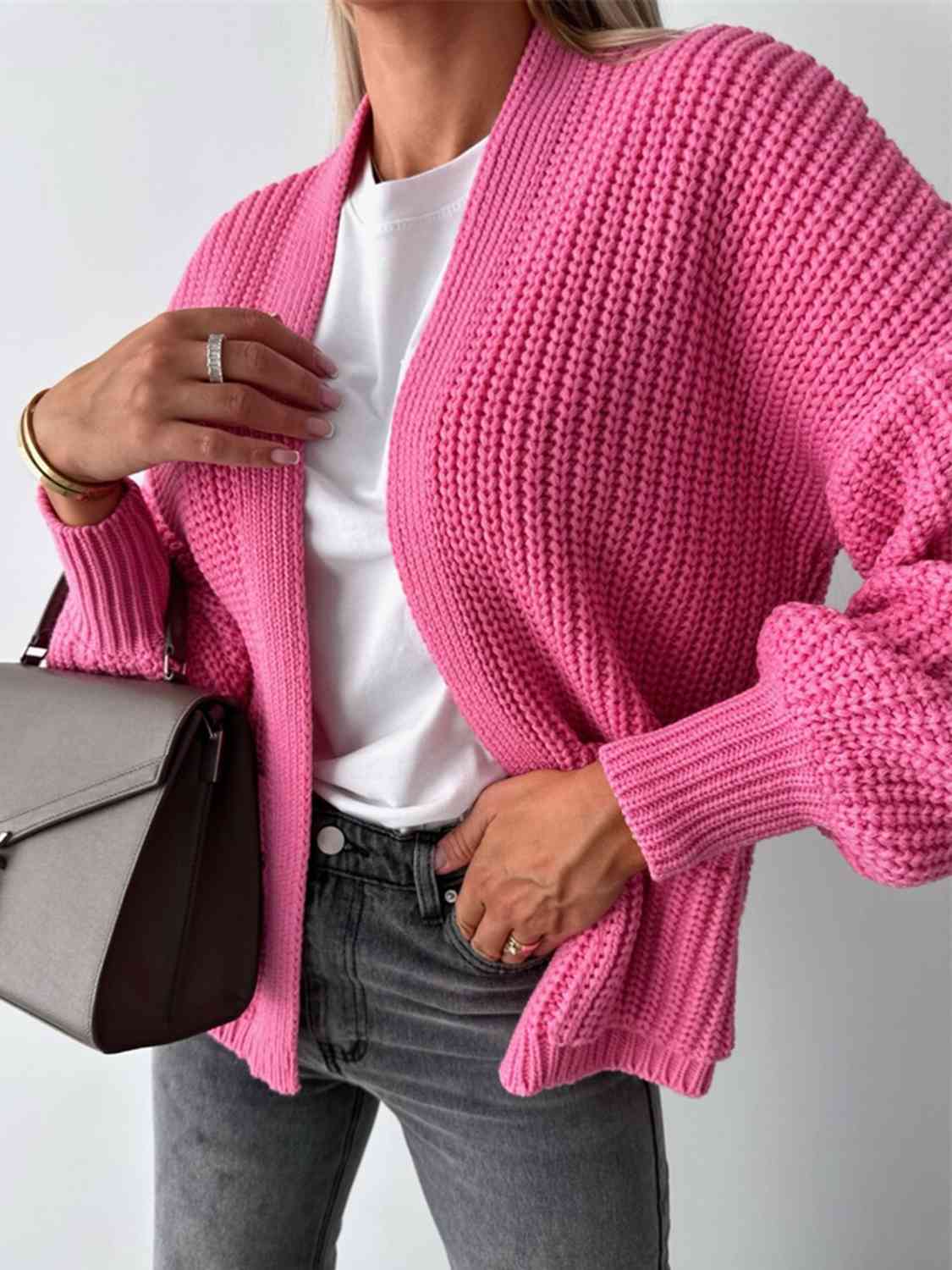 Open Front Dropped Shoulder Cardigan - Charming Charlie