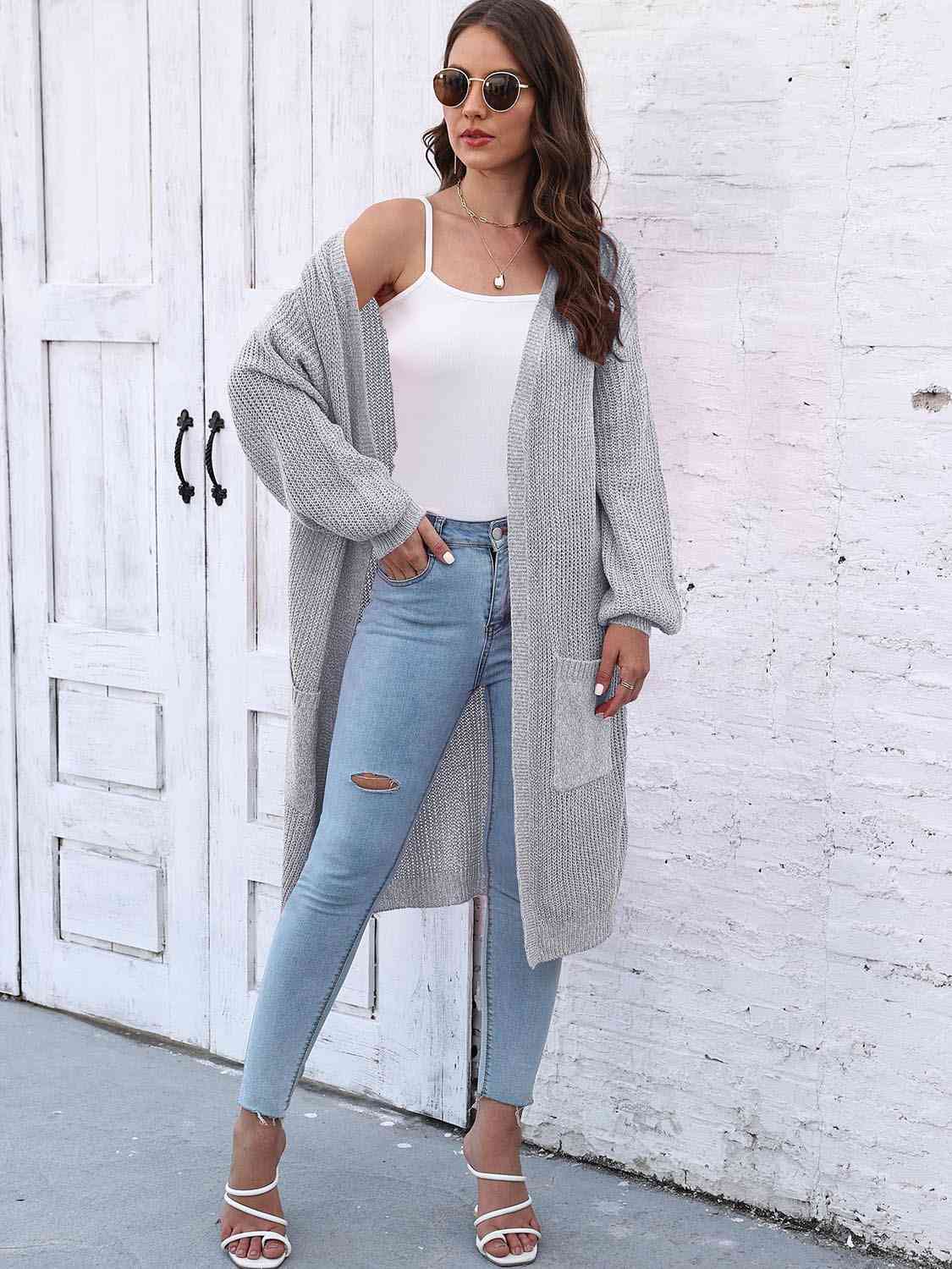 Open Front Longline Cardigan with Pockets - Charming Charlie