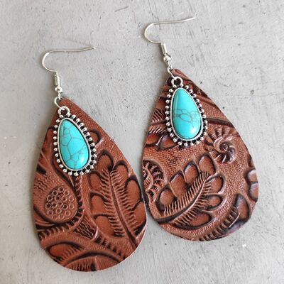 Artificial Turquoise Teardrop Earrings - Charming Charlie
