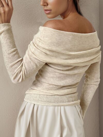 Off-Shoulder Long Sleeve Sweater - Charming Charlie