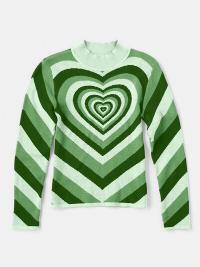 Heart Mock Neck Long Sleeve Sweater - Charming Charlie